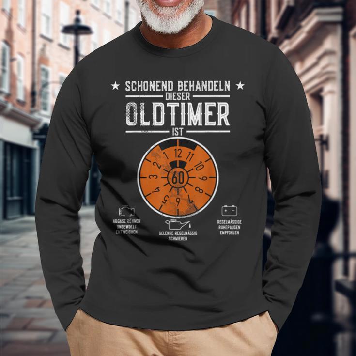 Hu Plaque Schonend Behandeln Oldtimer Ist 60 Birthday Langarmshirts Geschenke für alte Männer