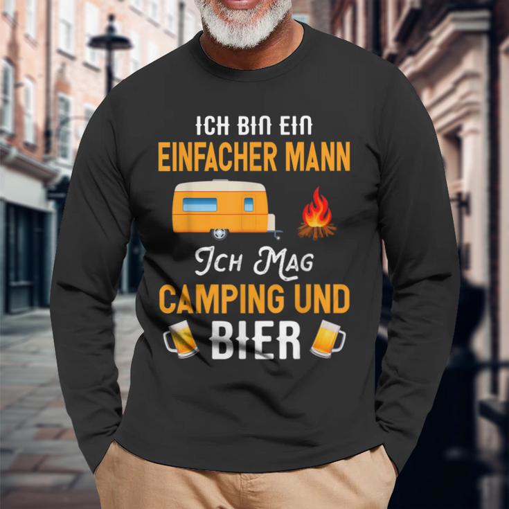 Ich Bin Ein Einfach Mann Ich Mag Camping Und Bier Langarmshirts Geschenke für alte Männer