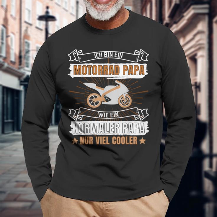 Ich Bin Ein Motorrad Papa Wie Ein Normaler Papa Nur Cooler Langarmshirts Geschenke für alte Männer