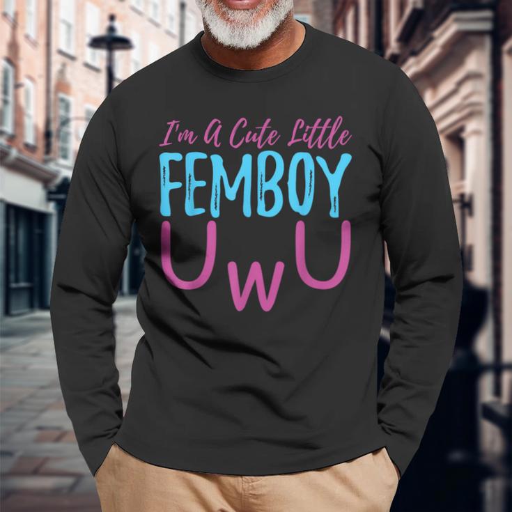 Ich Bin Ein Netter Kleiner Femboy Uwu Crossdressing Crossdresser Langarmshirts Geschenke für alte Männer