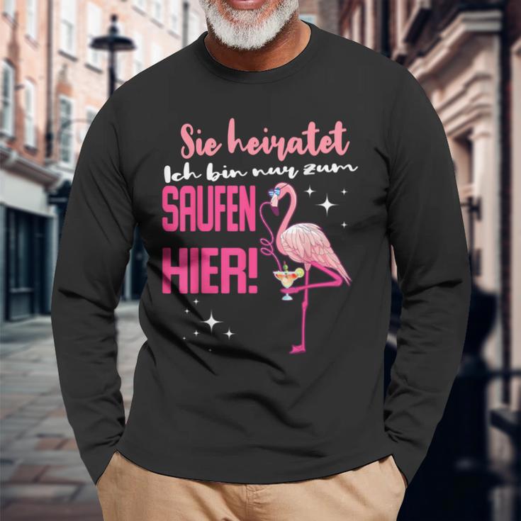 Ich Bin Nur Zum Saufen Hier I'm Just For The Saufen Her Langarmshirts Geschenke für alte Männer