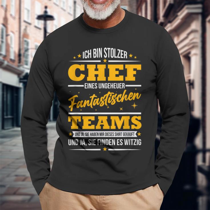 Ich Bin Stolzer Chef Eines Unheuer Fantastische Teams Job S Langarmshirts Geschenke für alte Männer