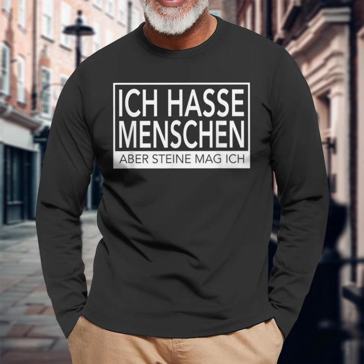 Ich Hasse Menschen Aber Steine Mag Ich Langarmshirts Geschenke für alte Männer