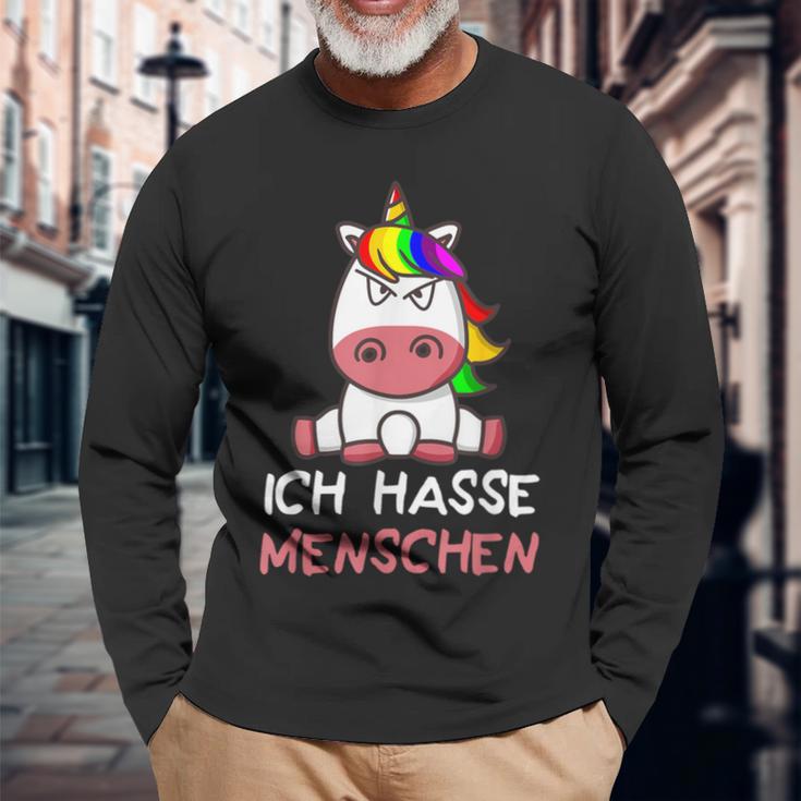 Ich Hasse Menschen Unicorn Langarmshirts Geschenke für alte Männer