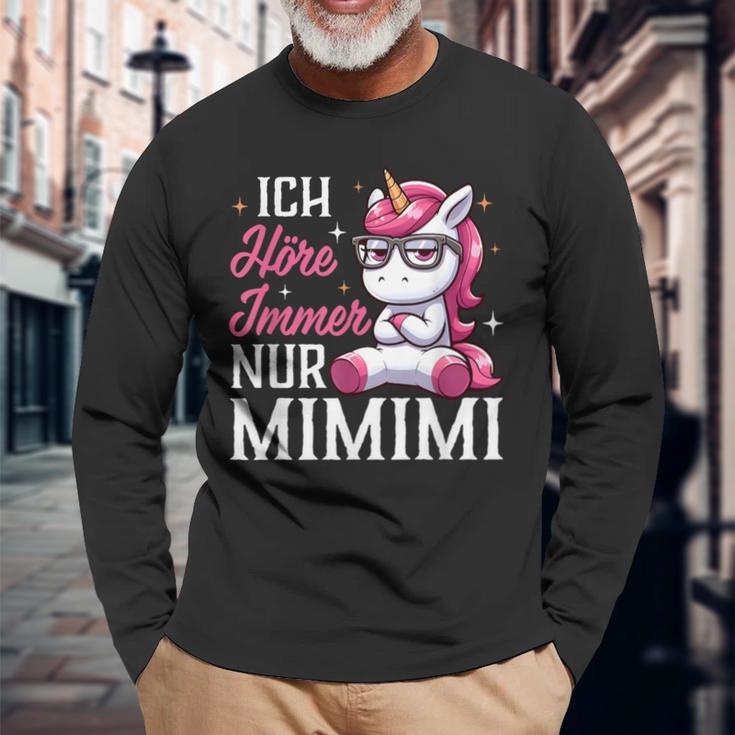 Ich Hörre Immer Nur Mimimi Heulsuse Heul Doch Einhorn German Langarmshirts Geschenke für alte Männer