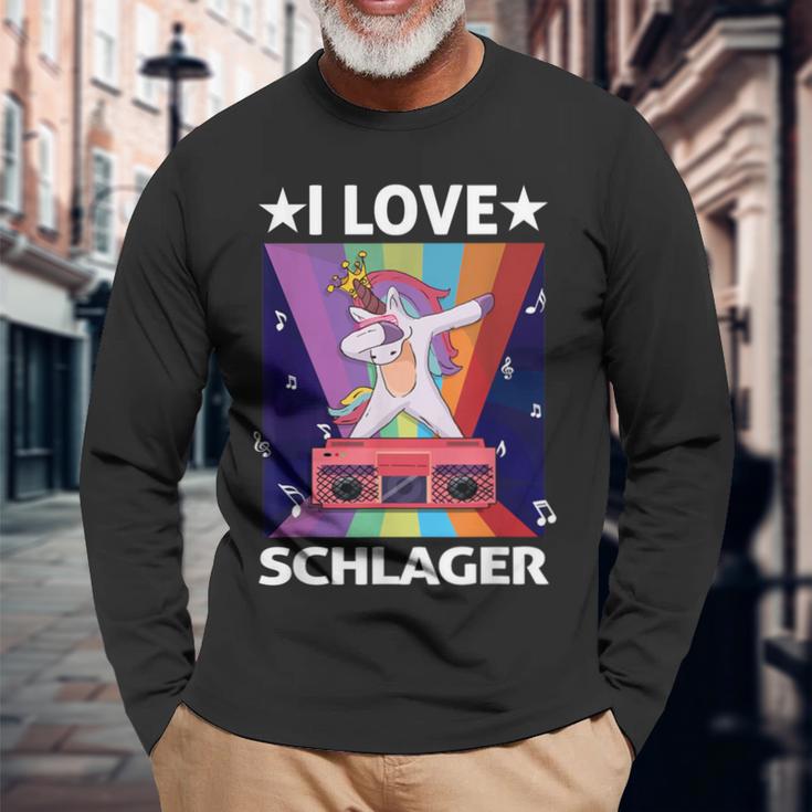 Ich Liebe Schlager Party Costume Folk Music I Love Schlager S Langarmshirts Geschenke für alte Männer