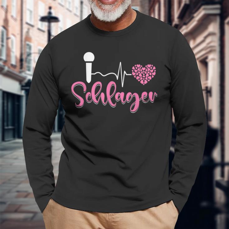 Ich Liebe Schlager Party Costume Folk Music I Love Schlager S Langarmshirts Geschenke für alte Männer