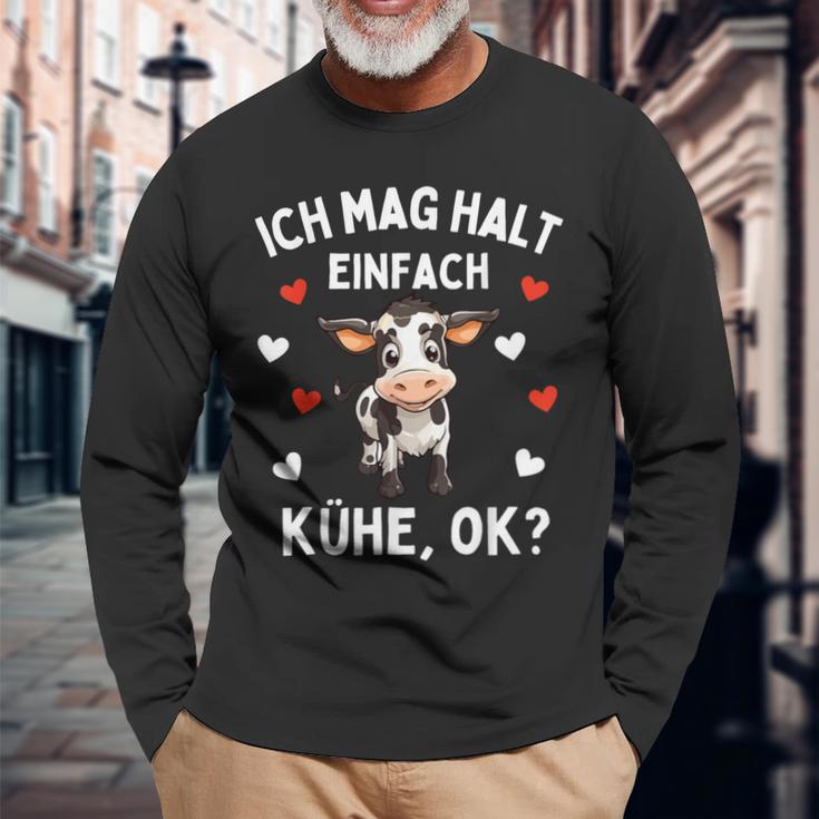 Ich Mag Halt Einfach Kühe Farmer Cow Langarmshirts Geschenke für alte Männer