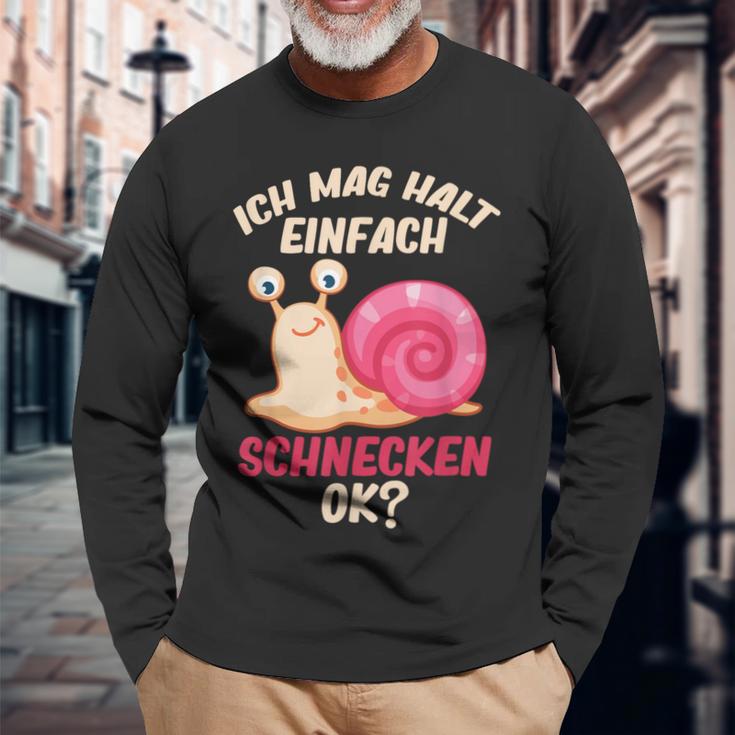 Ich Mag Halt Einfach Schnecken Ok Snail Langarmshirts Geschenke für alte Männer