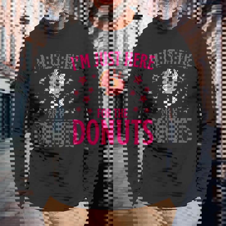 I'm Just Here For The Donuts Maglietta a maniche lunghe Regalos para ancianos