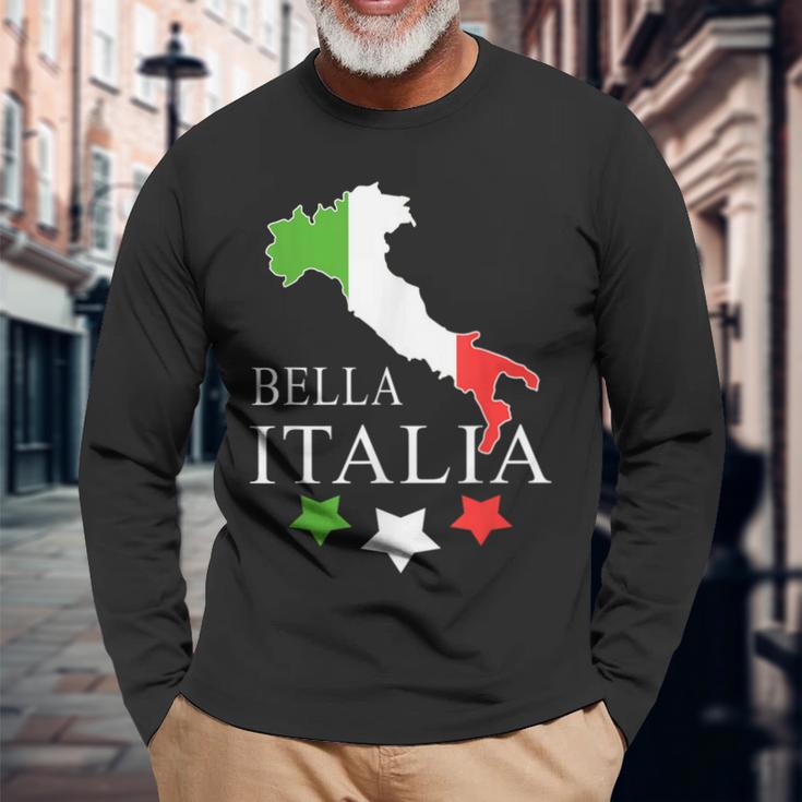 Italia Bella Italia With Italian Map Italy Langarmshirts Geschenke für alte Männer