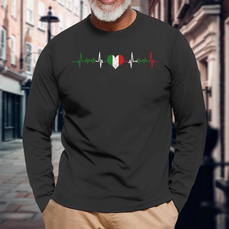 Italian Heart Rate Ecg Pulse Italiano Langarmshirts Geschenke für alte Männer