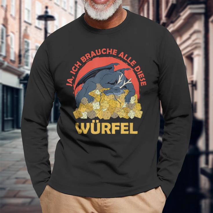 Ja Ich Brauche Alle Diese Würfel Drache Rollenspiel Langarmshirts Geschenke für alte Männer