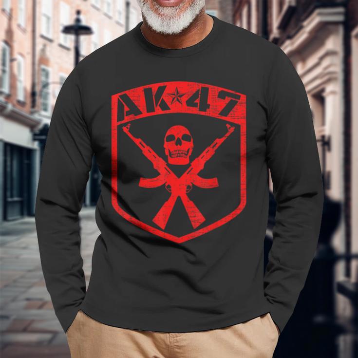 Kalashnikov Skull Ak-47 Assault Rifle Langarmshirts Geschenke für alte Männer