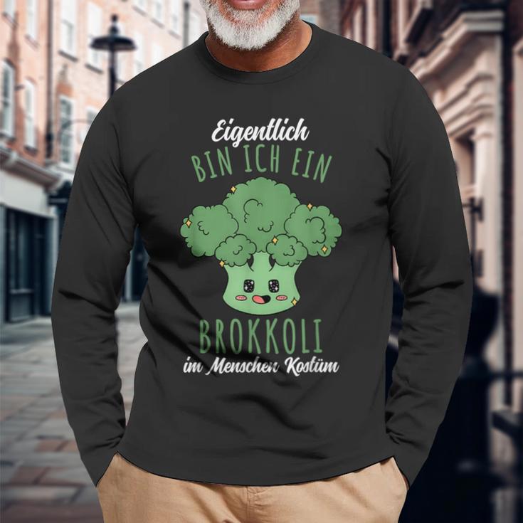 Kawaii Eigentlich Bin Ich Ein Brokkoli Kostüm Langarmshirts Geschenke für alte Männer