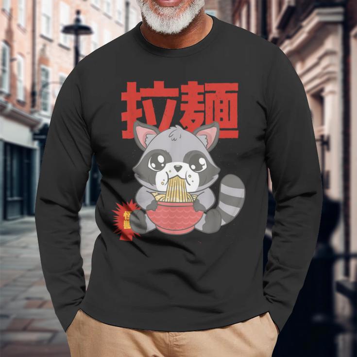 Kawaii Ramen Racoon Otaku Anime Manga Langarmshirts Geschenke für alte Männer