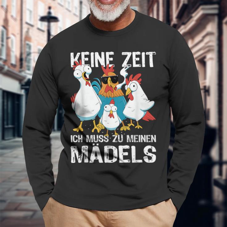 Keine Zeit Ich Muss Zu Mein Mäds Gockel Hühner Kein Zeit Ich Muss Langarmshirts Geschenke für alte Männer