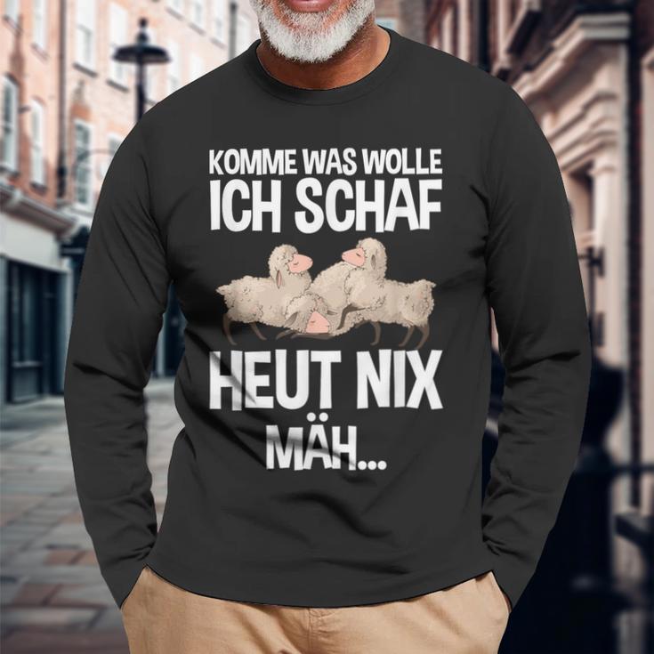 Komme Was Wolle Ich Schaf Heut Nix Mah Farmers Tired Sheep S Langarmshirts Geschenke für alte Männer