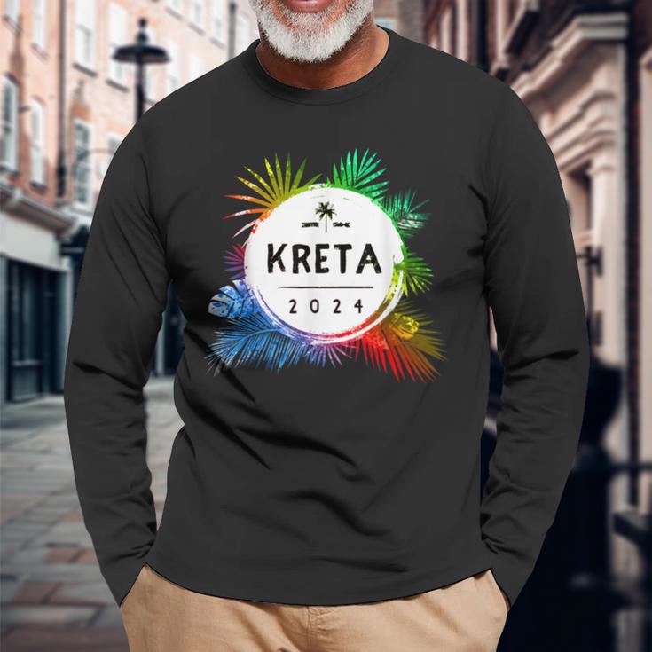 Kreta 2024 Colourful Travel Quote Langarmshirts Geschenke für alte Männer