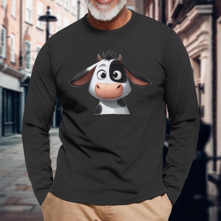 Kuh Lustig Süß Niedlich Comic Cartoon Kühe Tiere Langarmshirts Geschenke für alte Männer