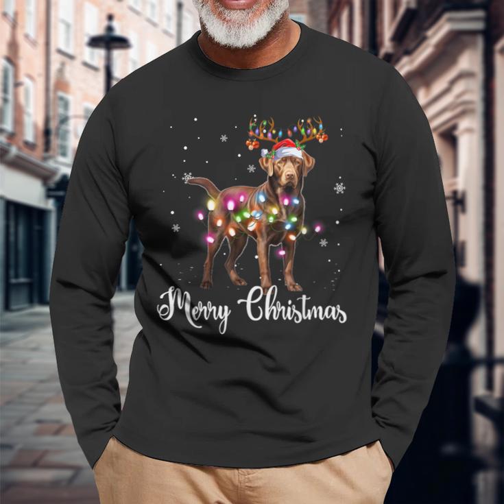 Labrador Retriever Christmas Reindeer Dog Lover Langarmshirts Geschenke für alte Männer