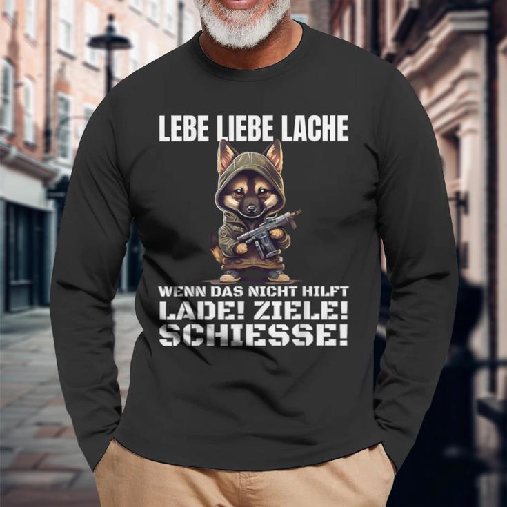 Lebe Liebe Lache Wenn Das Nicht Hilft Laden Ziele Schiesse Langarmshirts Geschenke für alte Männer