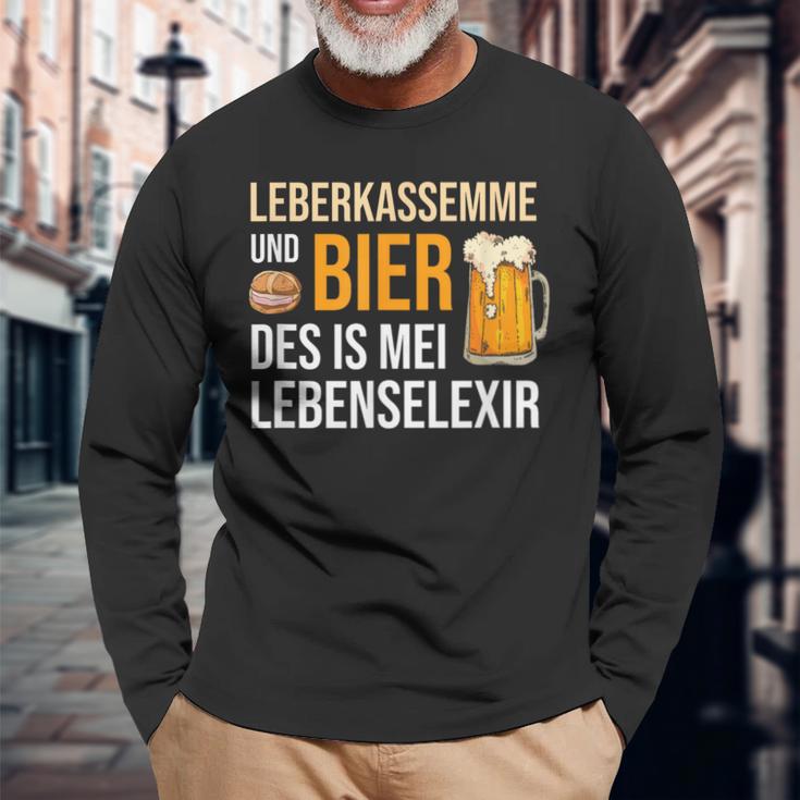 Leberkassmel & Bier Des Is Mei Lebenselexier Leberkas Langarmshirts Geschenke für alte Männer