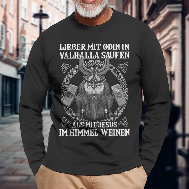 Lieber Mit Odin Inalhalla Saufen Nordmann &Iking Langarmshirts Geschenke für alte Männer