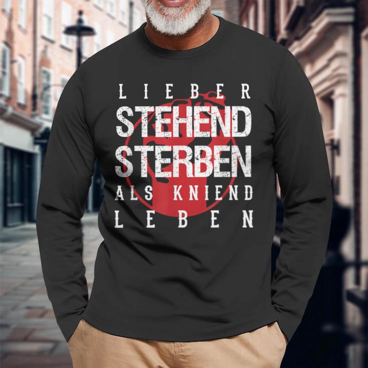 Lieber Stehben Als Kniend Leben Lieber Langarmshirts Geschenke für alte Männer