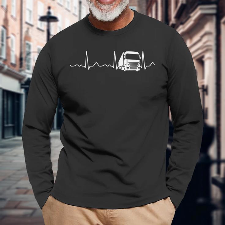 Lorry Driver Heartbeat Pulse Langarmshirts Geschenke für alte Männer