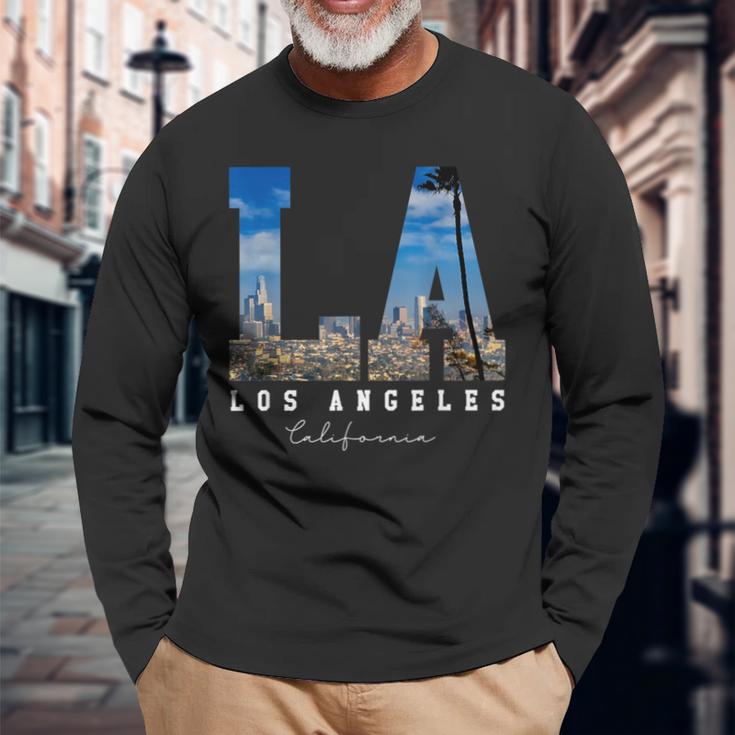 Los-Angeles California La Skyline Pride Langarmshirts Geschenke für alte Männer