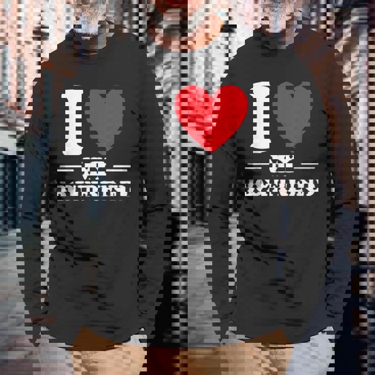I Love My Boyfriend I Heart My Boyfriend Carino Cool Bf Maglietta a maniche lunghe Regalos para ancianos