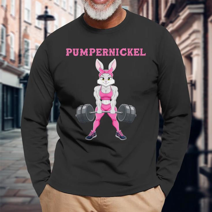 Lustiges Pumpernickel Damen Fitness Workout Langarmshirts Geschenke für alte Männer