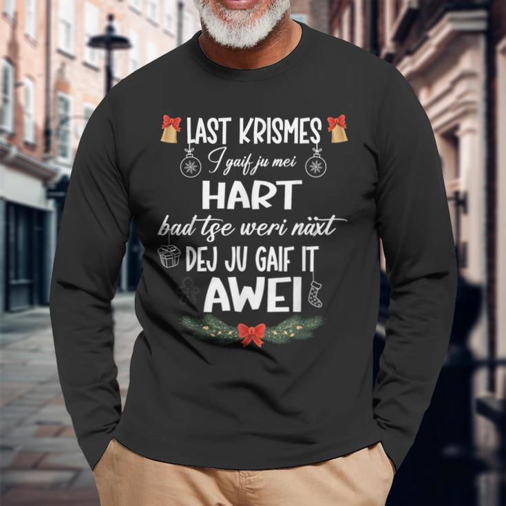 Lustiges Weihnachts Denglisch Weihnachtslied Langarmshirts Geschenke für alte Männer