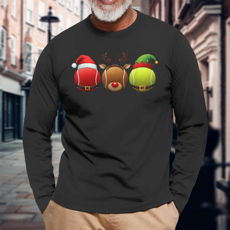 Lustiges Weihnachtsmann Rentier Elf Tennis Weihnachten Damen Herren Kinder Langarmshirts Geschenke für alte Männer