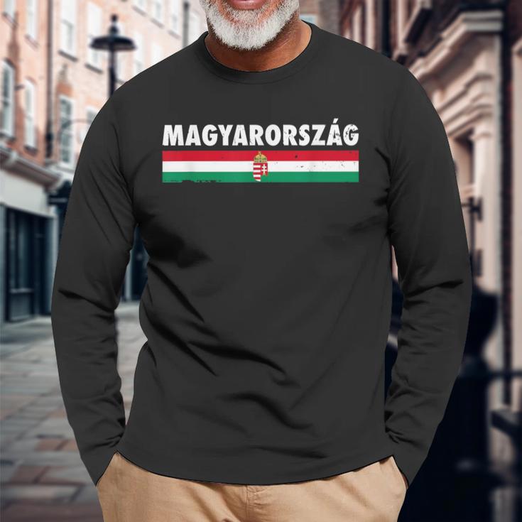 Magyarország Hungaryintage Hungarian Flag Hungarian Langarmshirts Geschenke für alte Männer