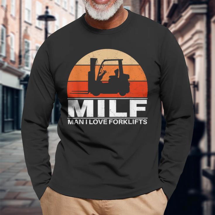 Man I Love Forklifts Langarmshirts Geschenke für alte Männer