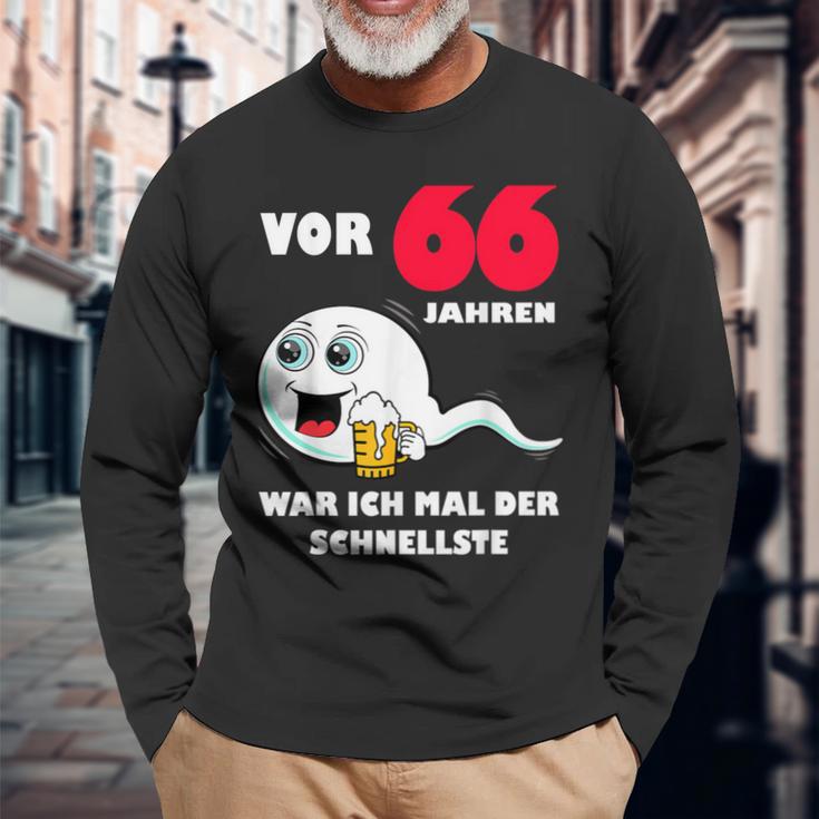 Männer 66 Jahre War Ich Mal Der Fastste 66Th Birthday Langarmshirts Geschenke für alte Männer