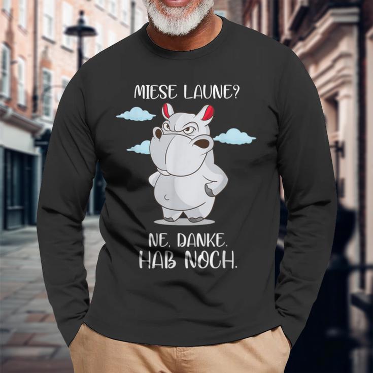 With Meckerndes Nilopferd Miese Laune Hab Noch Nölpferd Rumnölen Langarmshirts Geschenke für alte Männer