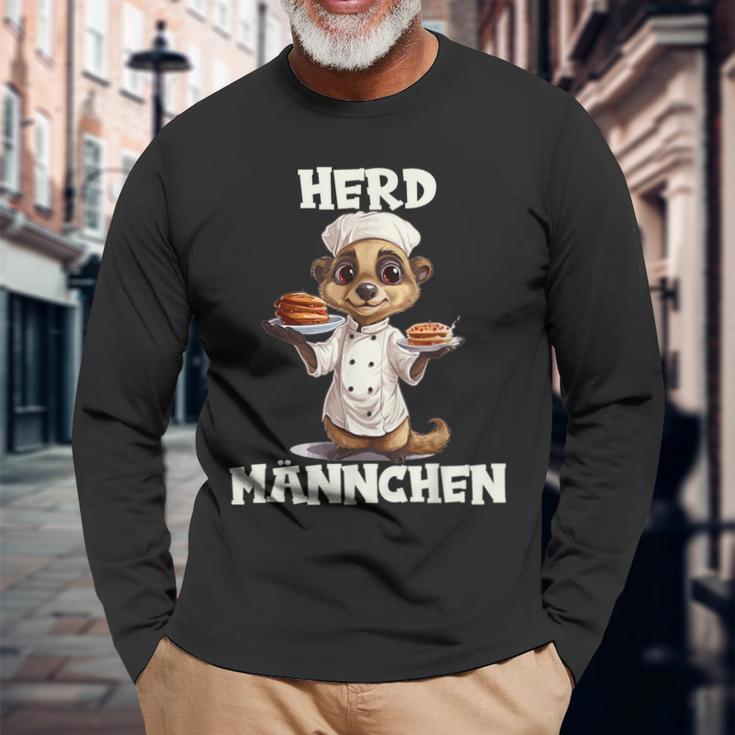 Meerkat Cooking Chef's Hat Man Herdmännchen Langarmshirts Geschenke für alte Männer