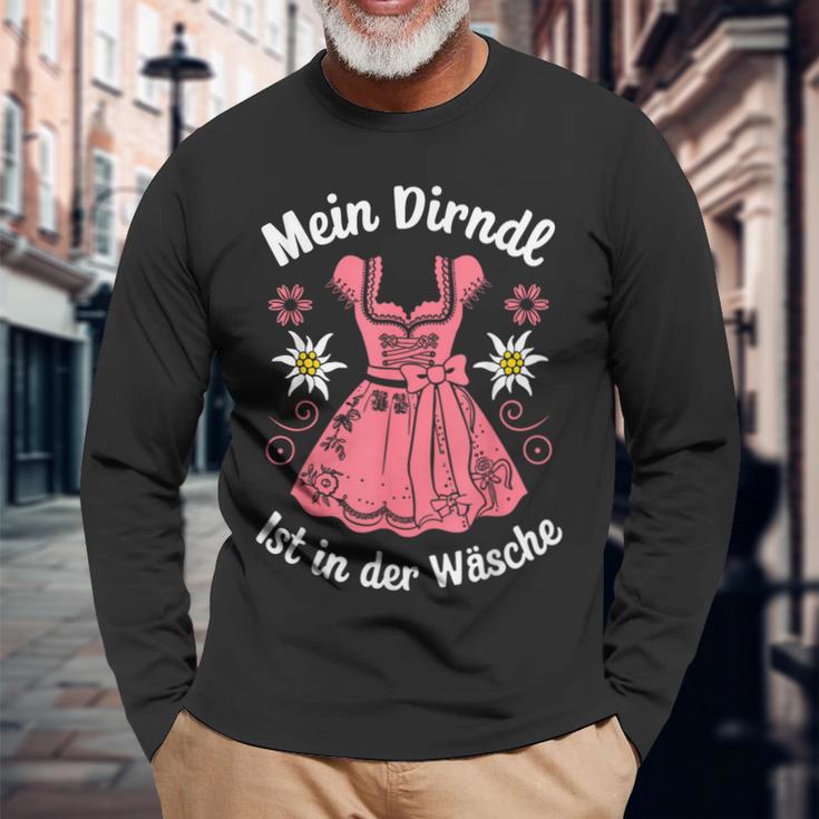 Mein Dirndl Ist In Der Wäsche Trachten Damen Traditional Langarmshirts Geschenke für alte Männer