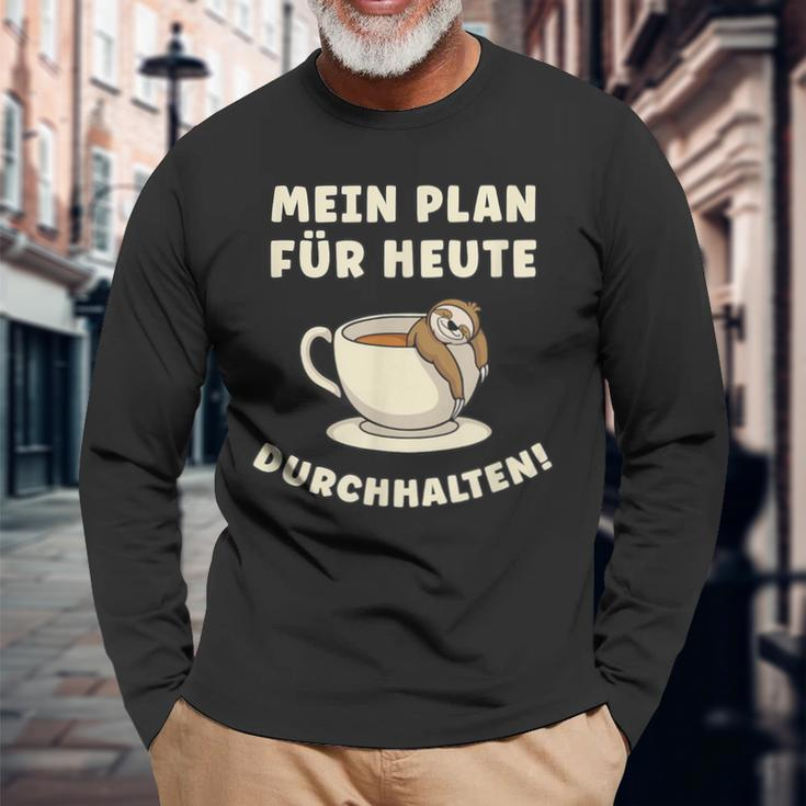 Mein Plan Für Heute Durchhalten Überleben Tag Übersteh My Langarmshirts Geschenke für alte Männer