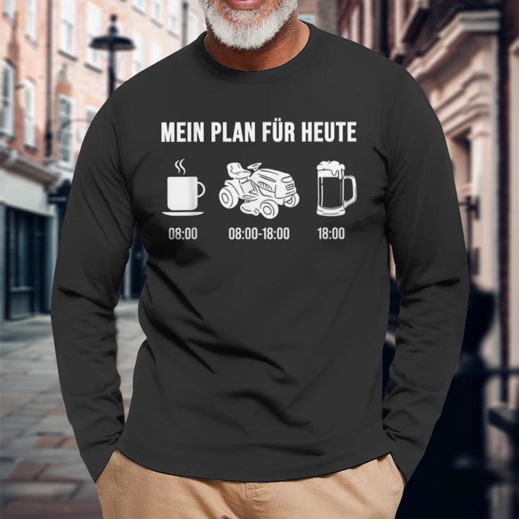 Mein Plan Für Heute Ride-On Mower Langarmshirts Geschenke für alte Männer