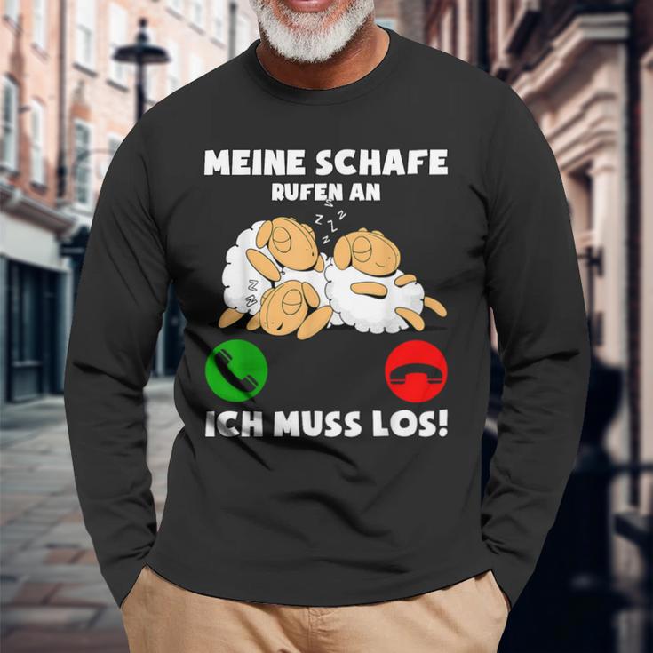 Meine Schafe Rufen An Ich Muss Los Langarmshirts Geschenke für alte Männer