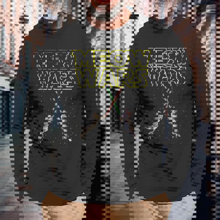 Meow Wars Cat For Cats Lovers S Maglietta a maniche lunghe Regalos para ancianos