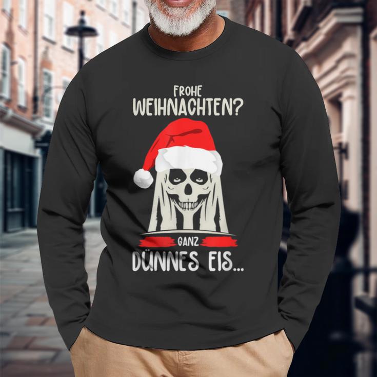 Merry Christmas Ganz Dünnes Eis Ich Hasse Weihnachten S Langarmshirts Geschenke für alte Männer