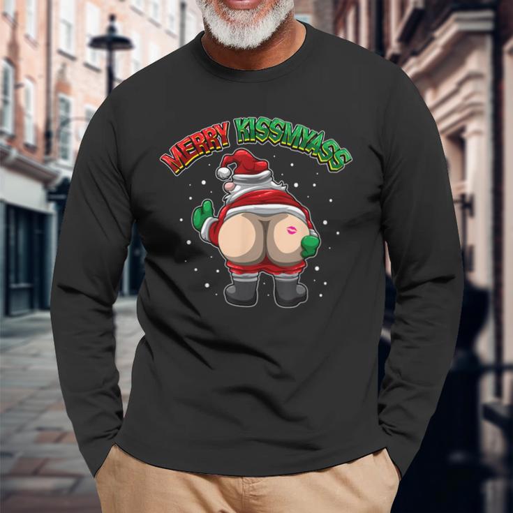 Merry Kissmyass Leck Am Arschom Weihnachtsmann Langarmshirts Geschenke für alte Männer