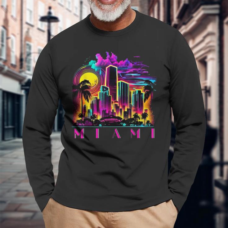 Miami Floridaibrant Colourful Miami Souvenir Langarmshirts Geschenke für alte Männer