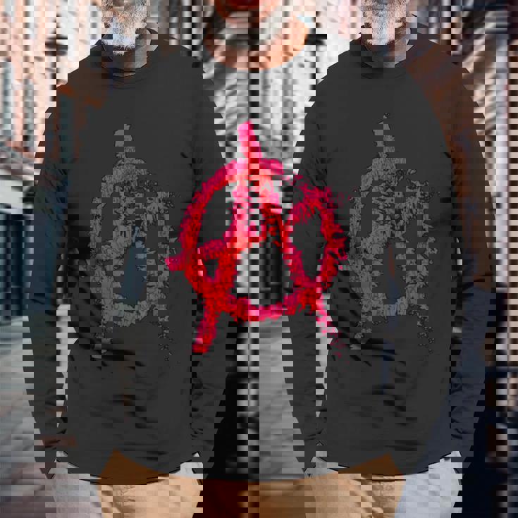 Motivo Anarchy Punk – Simbolo Anarchia Con Punker Nell'immagine Maglietta a maniche lunghe Regalos para ancianos