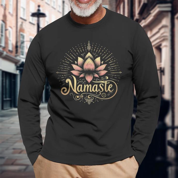 Namaste Peace & Harmonie Yoga Auf Deutsch Langarmshirts Geschenke für alte Männer